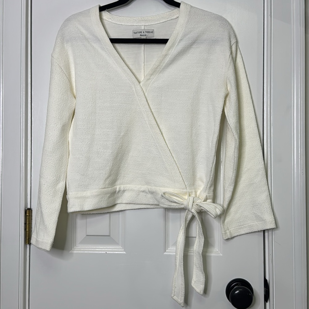 Madewell White V-Neck Sweater Soft Knit - Picture 6 of 8